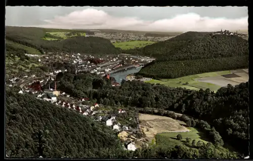 AK Neckarsteinach, Teilansicht mit Bergfeste Dilsberg und Neckartal