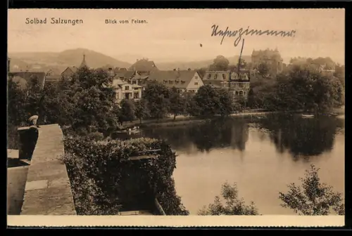 AK Bad Salzungen, Blick vom Felsen über den Ort
