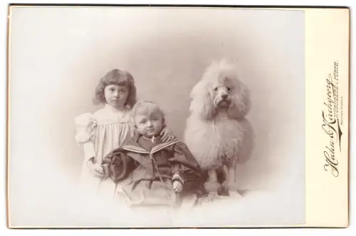 Fotografie Hahn & Kirchgeorg, Nürnberg, Vesterthorgraben 47, Kinder mit grossem Pudel Hund