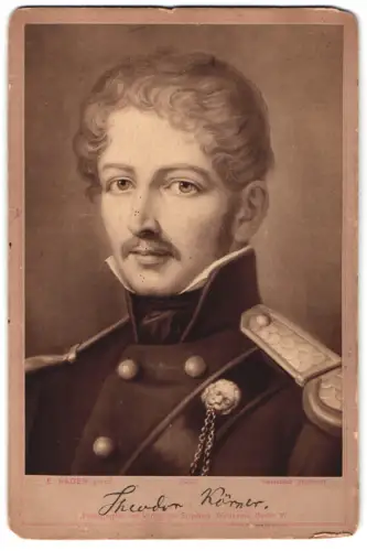 Fotografie Sophus Williams, Berlin, Porträt Theodor Körner, Schriftsteller