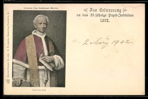 AK Papst Leo XIII., 25 jähriges Papst-Jubiläum 1902