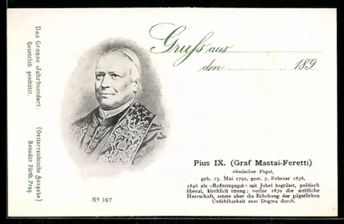 AK Porträt Papst Pius IX.