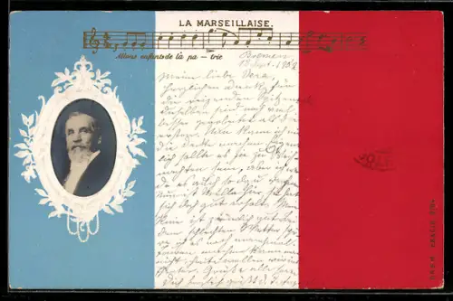 AK Loubet im Porträt, Musiknoten La Marseillaise