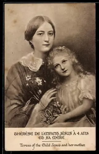 AK Thérèse de l`Enfant Jésus à 4 ans et sa Mère, Schutzpatron