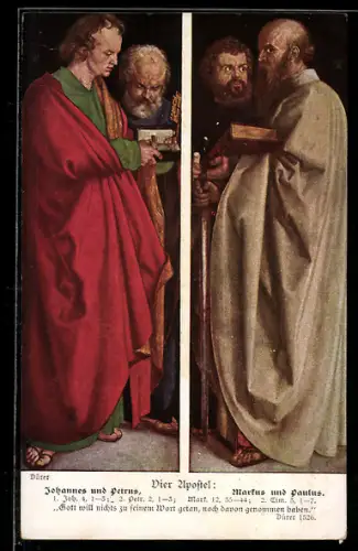 AK Vier Apostel, Johannes, Petrus, Markus und Paulus bei der Lektüre