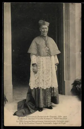 AK Köln, Kardinal Vincento Vannutelli, Päpstlicher Legat in vollem Ornat, 1909