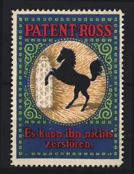 Reklamemarke Patent-Ross, Schwarzes Pferd, Glühstrumpf