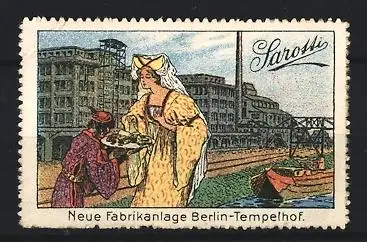 Reklamemarke Berlin-Tempelhof, Neue Fabrikanlage, Sarotti-Motiv