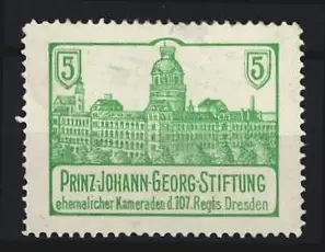 Reklamemarke Dresden, Prinz-Johann-Georg-Stiftung, ehemaliger Kameraden des 107. Regiments