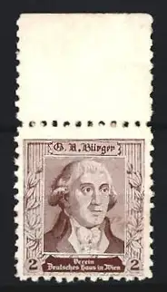 Reklamemarke Wien, Verein Deutsches Haus, G. A. Bürger Porträt