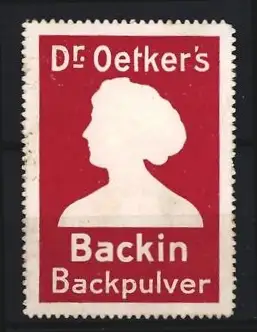 Reklamemarke Dr. Oetker`s Backin Backpulver, Silhouette einer Frau