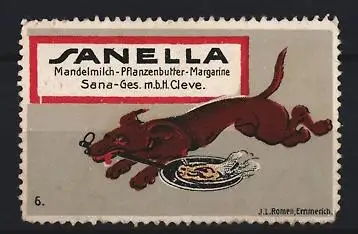 Reklamemarke Cleve, Sanella Mandelmilch-Pflanzenbutter-Margarine, Sana-Ges. mbH Cleve