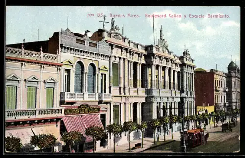 AK Buenos Aires, Boulevard Callao y Escuela Sarmiento