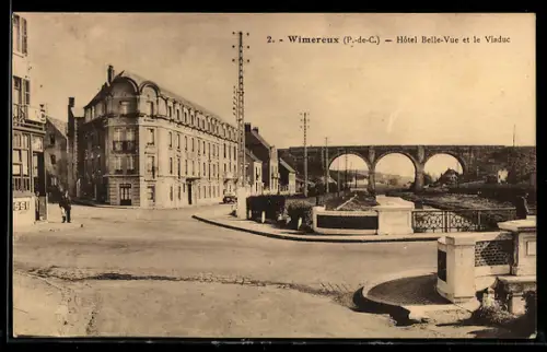 AK Wimereux /P.-de-C., Hôtel Belle-Vue et le Viaduc
