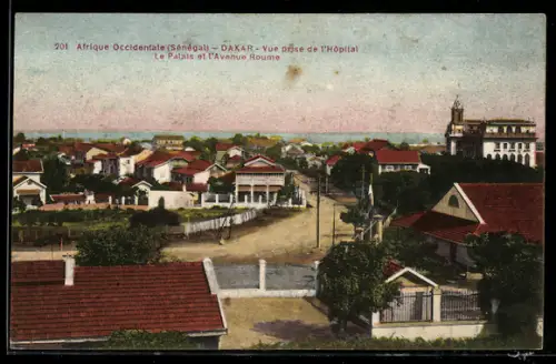 AK Dakar, Vue prise de l`Hôpital, Le Palais et l`Avenue Roume