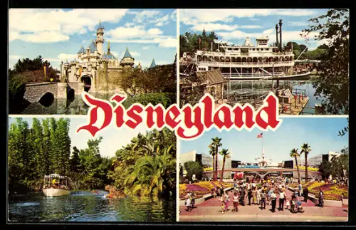 AK Disneyland, Dornröschen Burg, Mark Tawin Dampfer, Dschungel, Morgenland