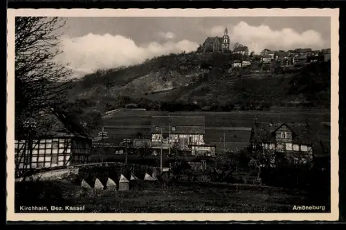 AK Kirchhain /Kassel, Amöneburg, Fachwerkhäuser, Kirche auf dem Berg