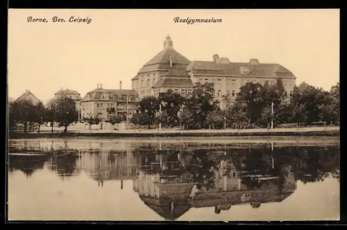 AK Borna /Leipzig, Realgymnasium, vom Wasser gesehen