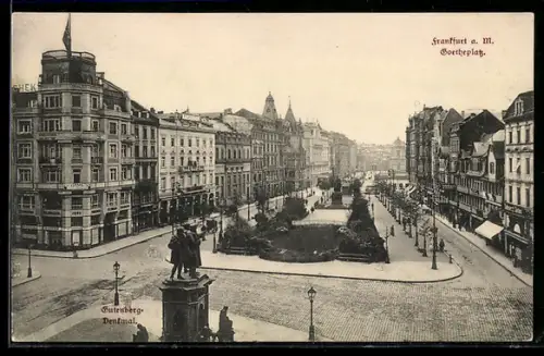 AK Frankfurt a. M., Goetheplatz, Gutenberg-Denkmal