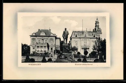 AK Wiesbaden, Bismarckdenkmal, Villen, Turm