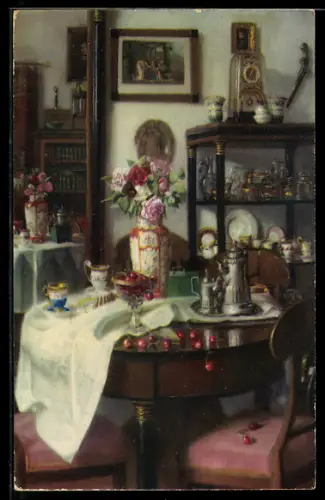 Künstler-AK Meissner & Buch (M&B) Nr. 2687: Biedermeier-Interieur