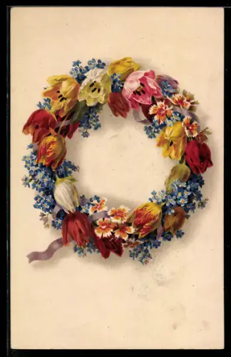 Künstler-AK Meissner & Buch (M&B) Nr. 2293: Kranz aus Tulpen