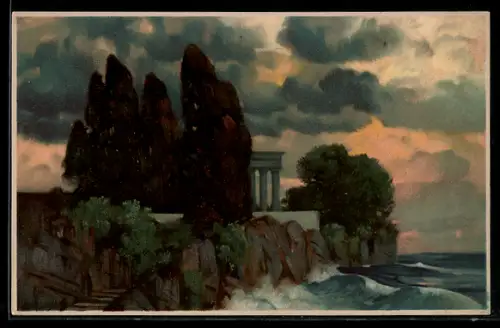 Künstler-AK Eduard Rüdisühli: Toteninsel mit Tempel