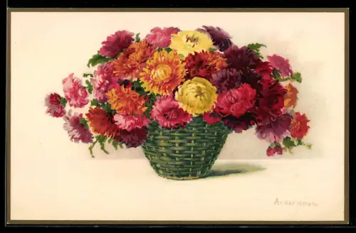 Künstler-AK Meissner & Buch (M&B) Nr. 2138: Blumenkorb mit Dahlien