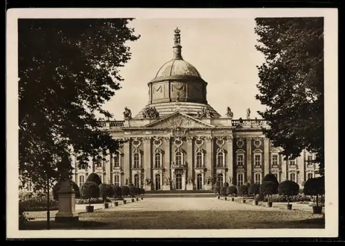 Foto-AK Deutscher Kunstverlag, Nr. 53: Potsdam, Neues Palais von der Hauptallee aus gesehen