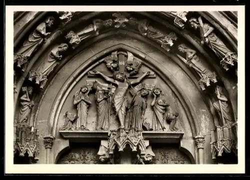 Foto-AK Deutscher Kunstverlag, Nr. 28: Wimpfen im Tal, Stiftskirche St. Peter, Tympanon am Portal der Südseite