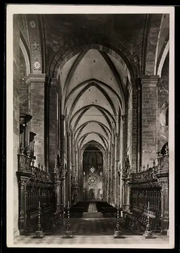 Foto-AK Deutscher Kunstverlag, Nr. 6: Worms, Dom, Mittelschiff nach Westen, Innenansicht
