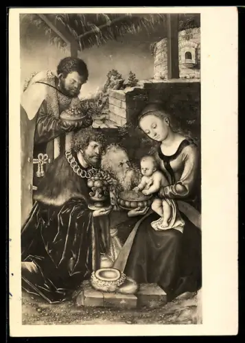 Foto-AK Deutscher Kunstverlag, Nr. 7: Gotha, Herzogliches Museum, Die Anbetung der Könige, Lucas Cranach der Ältere