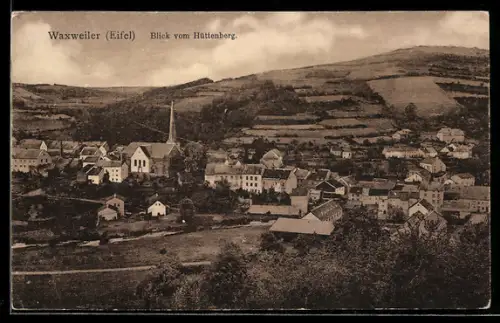 AK Waxweiler /Eifel, Blick vom Hüttenberg mit Kirche
