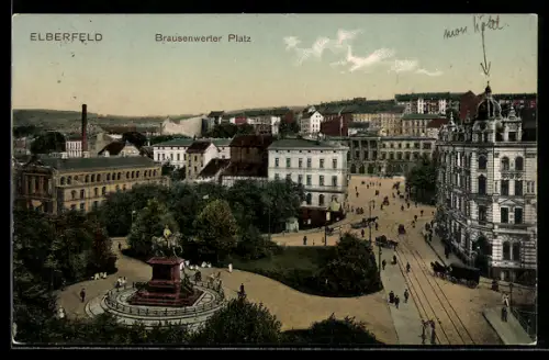 AK Elberfeld, Brausenwerter Platz mit Denkmal