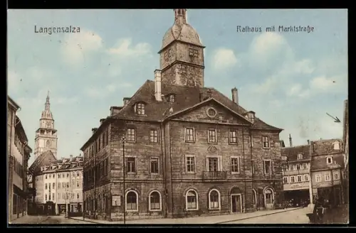 AK Bad Langensalza, Rathaus mit Marktstrasse