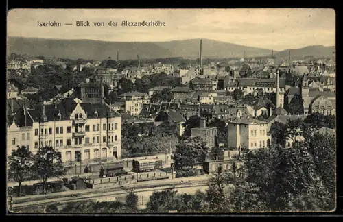AK Iserlohn, Blick von der Alexanderhöhe mit Hotel Römer