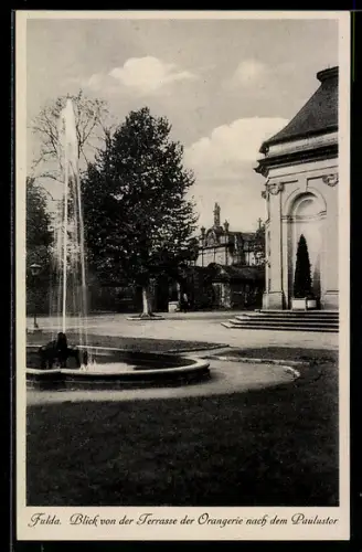 AK Fulda, Blick von der Terrasse der Orangerie nach dem Paulustor