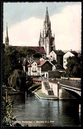 AK Konstanz /Bodensee, Basilika U. L. Frau m. Brücke