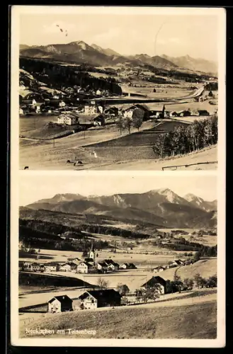 AK Neukirchen am Teisenberg, Ortsansichten mit Kirche und Bergpanorama