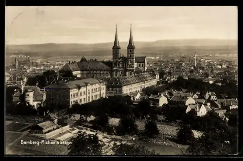 AK Bamberg, Michaelsberg, Klosteranlage, Stadtansicht
