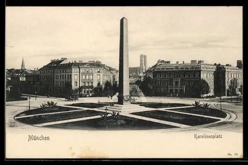 AK München, Karolinenplatz mit Obelisk