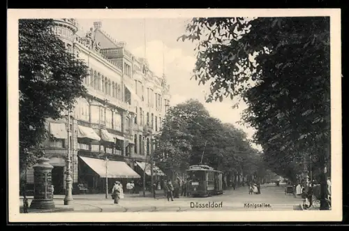 AK Düsseldorf, Partie in der Königsallee, Strassenbahn
