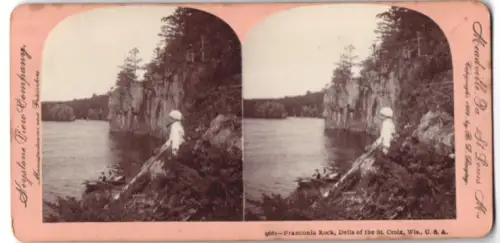 Stereo-Fotografie Keystone View Company, Meadville, Ansicht St. Croix, WI, Franconia Rock, Dells of the St. Croix
