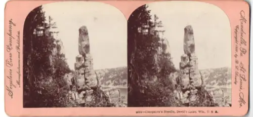 Stereo-Fotografie Keystone View Company, Meadville, Ansicht Devil`s Lake, WI, Cleopatra`s Needle