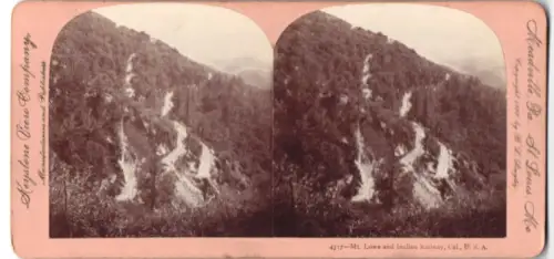 Stereo-Fotografie Keystone View Company, Meadville, Ansicht Mt. Lowe, CA, View of the Mountain with Incline Railway