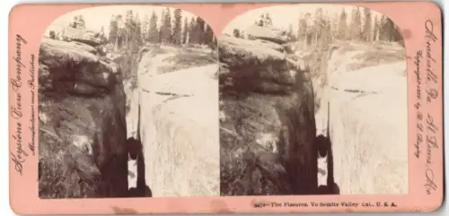 Stereo-Fotografie Keystone View Company, Meadville, Ansicht Yosemite Valley, CA, The Fissures