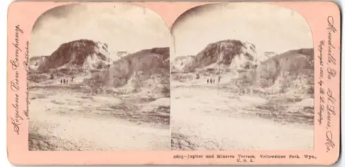 Stereo-Fotografie Keystone View Company, Meadville, Ansicht Yellowstone Park, WY, Jupiter and Minerva Terrace