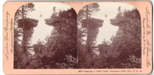 Stereo-Fotografie Keystone View Company, Meadville, Ansicht Wisconsin Dells, WI, Leaping and Stand Rock
