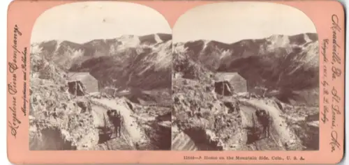 Stereo-Fotografie Keystone View Company, Meadville, Ansicht Colorado, A Home on the Mountain Side