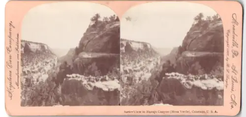 Stereo-Fotografie Keystone View Company, Meadville, Ansicht Mesa Verde, CO, View in Navajo Canyon